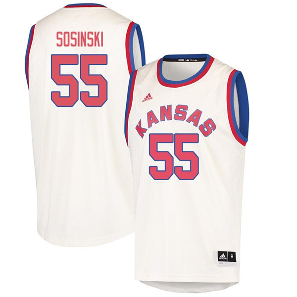 Men #55 James Sosinski Kansas Jayhawks 2018 Hardwood Classic College Basketball Jerseys Sale-Cream